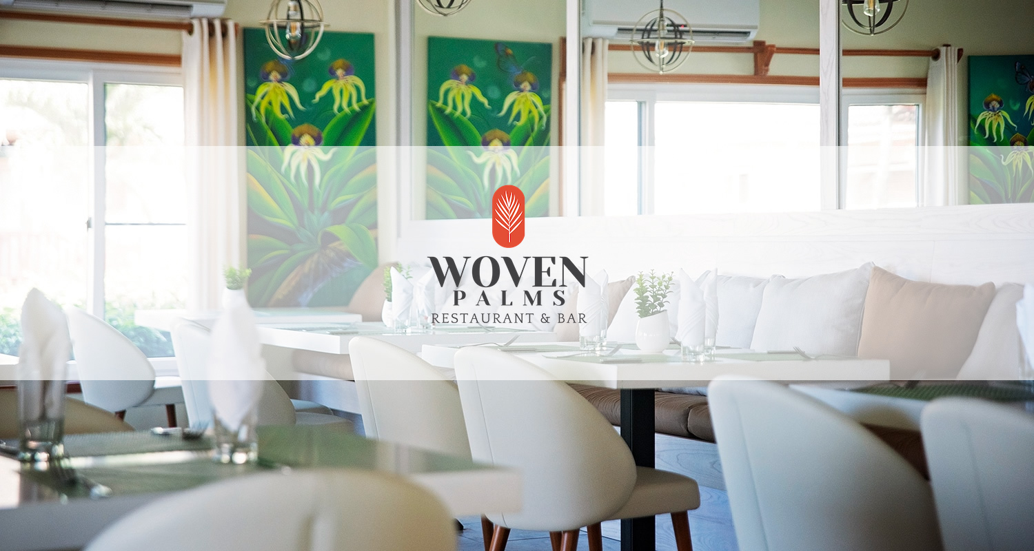 Woven Palms Restaurant dining tables at Belizean Dreams