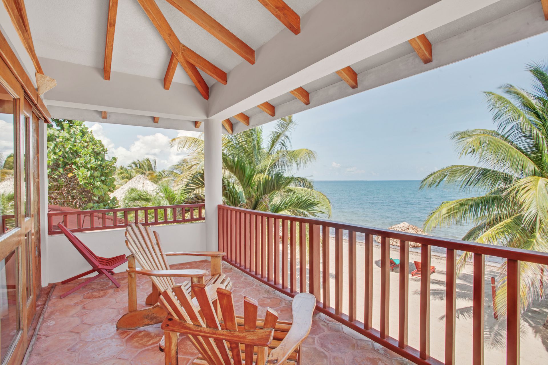 Oceanfront balcony view at Belizean Dreams in Hopkins