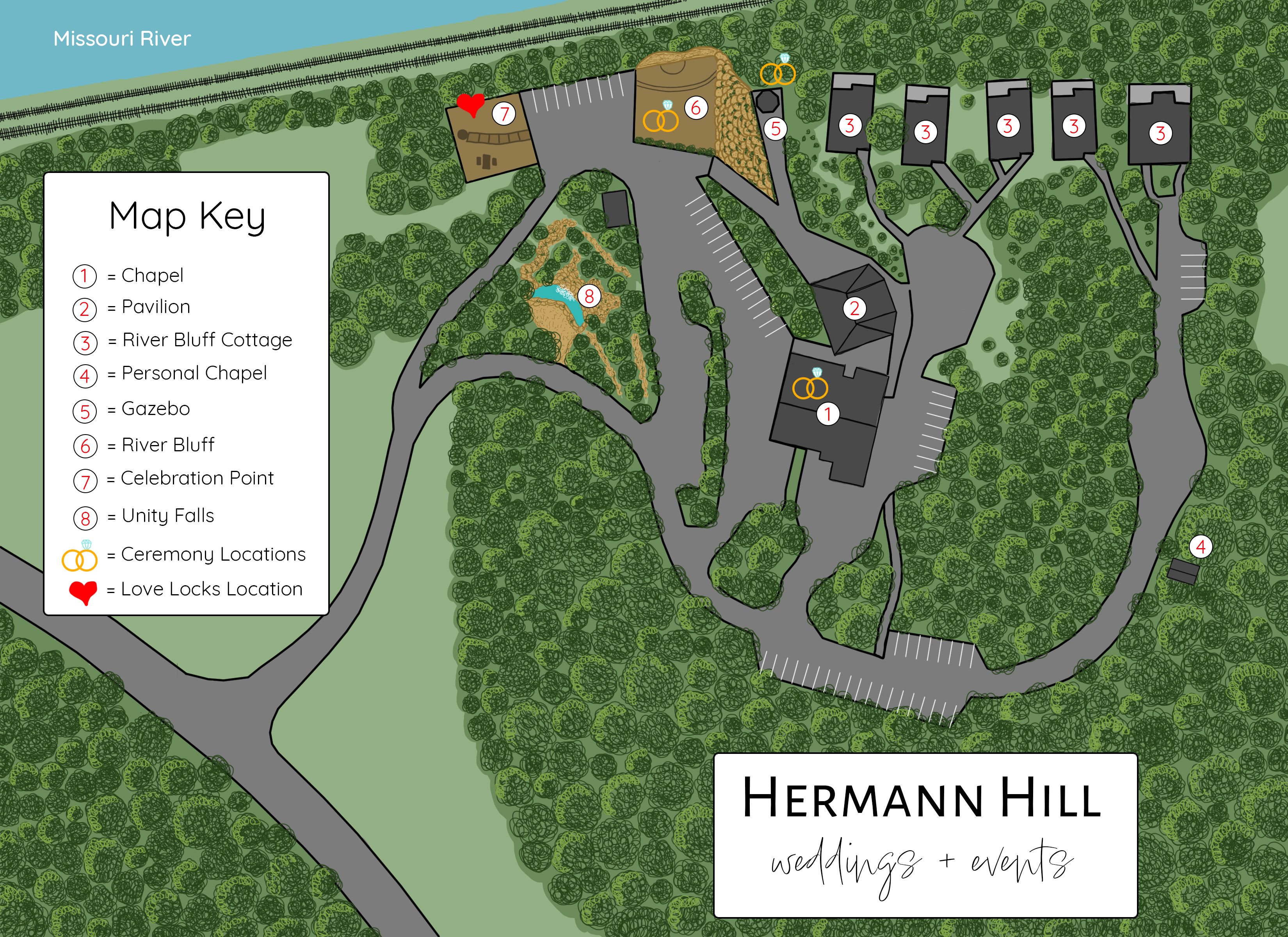 Hermann Hill Weddings Property Map