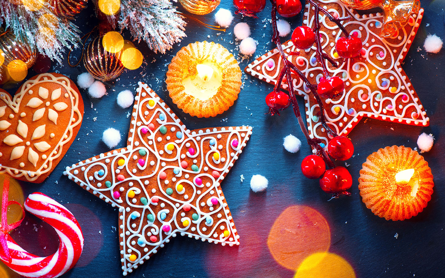 Holiday cookies and candles