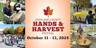 highland county hands and harvest logo with 4 pictures of different activities highland county hands and harvest logo with 4 pictures of different activities