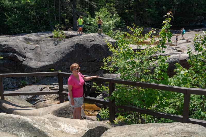 Sue enjoying the waterfalls in maine