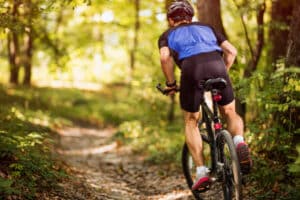 biking in woods