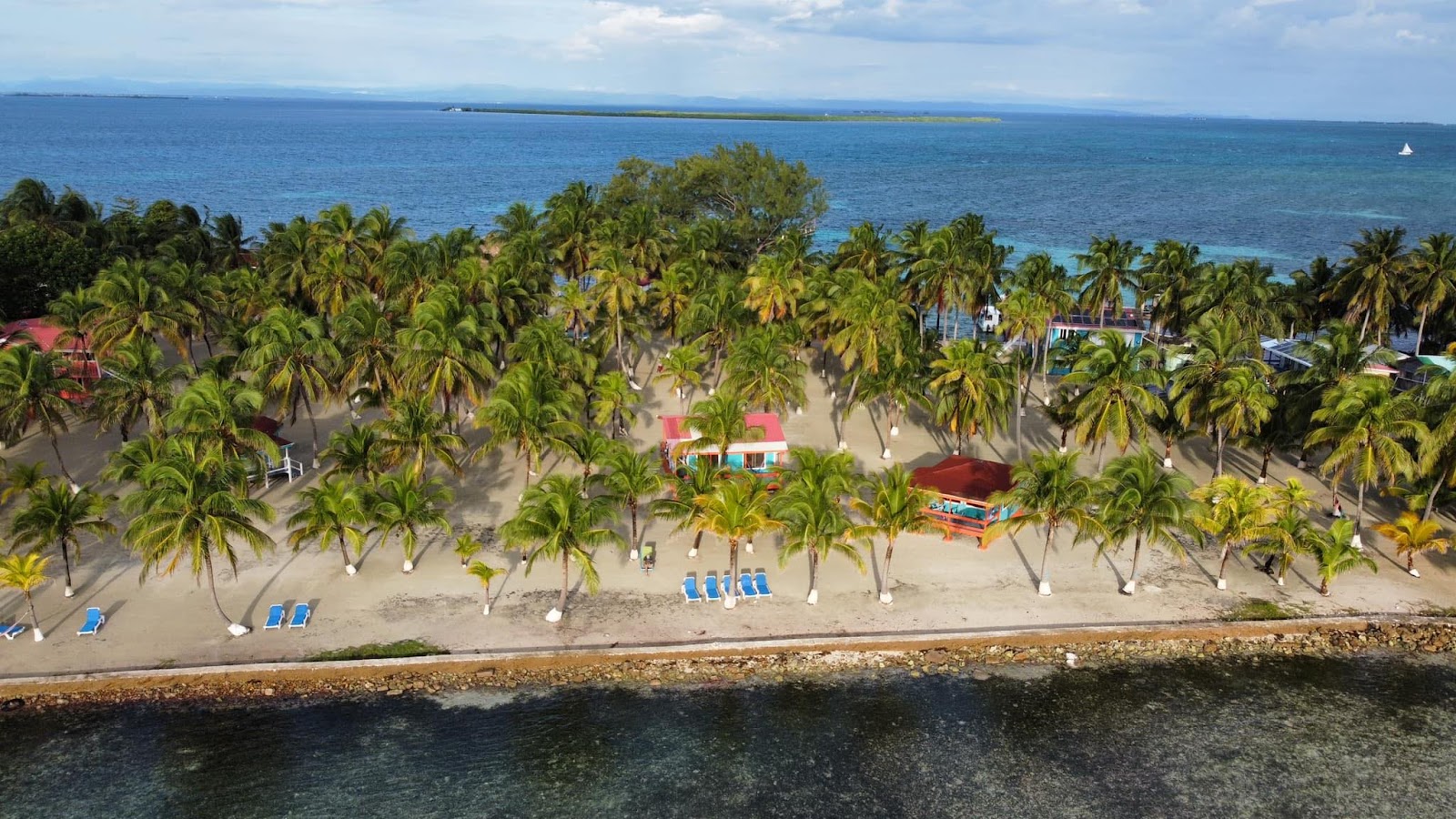 A view of Blue Marlin Beach Resort on the island with the ocean on either side